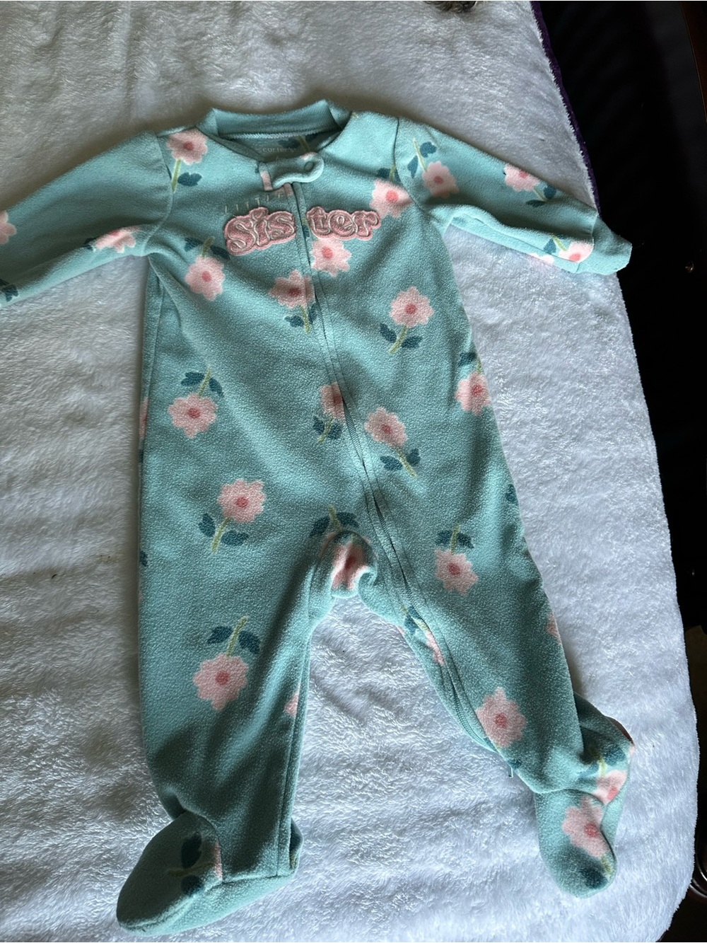Carter's Mint Green Floral Footed One-Piece
